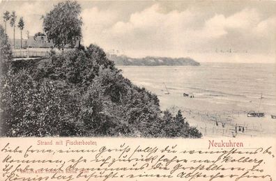 Strand mit Fischerbooten Neukuhren Postkarte AK 1910