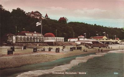 Strand bei Ostseebad Rauschen Ostpreussen Postkarte AK