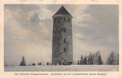 Vom östlichen Kriegsschauplatz Leuchtturm Kurland Postkarte AK 1916