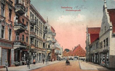 Straßenansicht Hindenburgstraße in Insterburg Ostpreußen Postkarte AK 1915