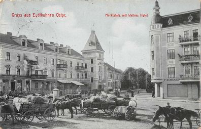 AK Eydtkuhnen Tschernyschewskoje Markt Welters Hotel 1914