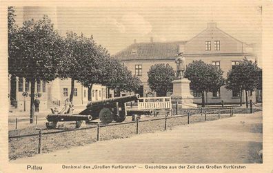 AK Pillau Geschütze am Denkmal Großen Kurfürsten 1914