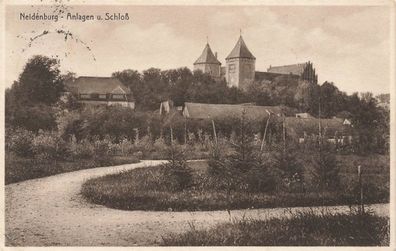 Anlagen und Schloss in Neidenburg Ostpreussen Postkarte AK 1934