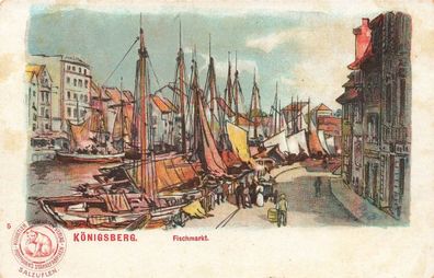 Ansicht Fischmarkt in Königsberg Ostpreußen Postkarte AK