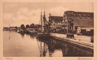 Elbing Speicherinsel Postkarte AK 1943