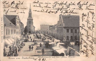 Gruss aus Insterburg (Tschernjachowsk) Wochenmarkt a. d. "Alten Markt" AK 1903