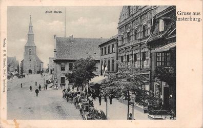 Gruss aus Insterburg (Tschernjachowsk) Alter Markt Hotel Aron Postkarte AK