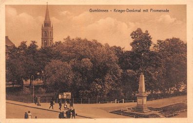 Gumbinnen Krieger-Denkmal mit Promenade Ostpreußen Postkarte AK