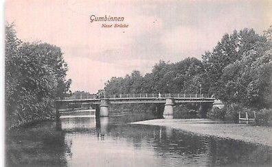 Gumbinnen Neue Brücke Ostpreußen Postkarte AK