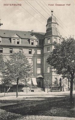 Hotel Dessauer Hof in Insterburg Ostpreussen Postkarte AK