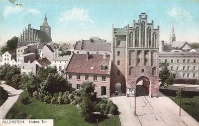 Hohes Tor mit Kirche in Allenstein Ostpreussen Postkarte AK 1914