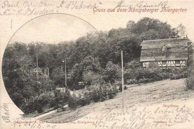 Königsberger Thiergarten mit Forsthaus Königsberg Ostpreussen Postkarte AK