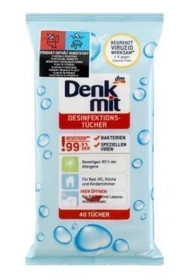 Denkmit Desinfektionstücher, 40 Stück - Hygienische Sauberkeit