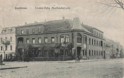 Linden-Ecke Meelbeckstraße in Gumbinnen Gussew Ostpreussen Postkarte AK 1914