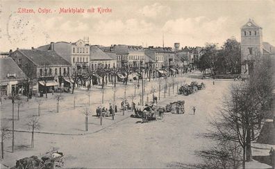 Lötzen Ostpr. Marktplatz mit Kirche Postkarte AK 1916