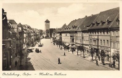 Markt mit Rathaus Ortelsburg Ostpreussen Postkarte AK 1938