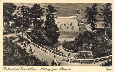 Ostseebad Rauschen (Swetlogorsk) Abstieg zum Strand Ostpreußen Postkarte AK