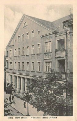 Vereinsgebäude und Hohe Straße in Tilsit Ostpreußen Postkarte AK