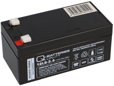 Q-Batteries 12LS-3.4 12V 3,4Ah Blei-Vlies Akku / AGM VRLA mit VdS