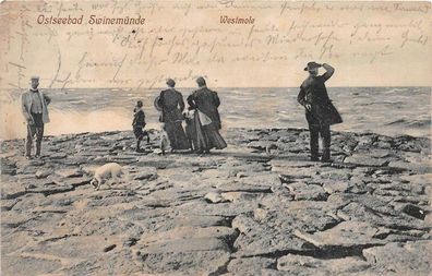 AK Swinemünde / Swinoujscie Westmole 1912