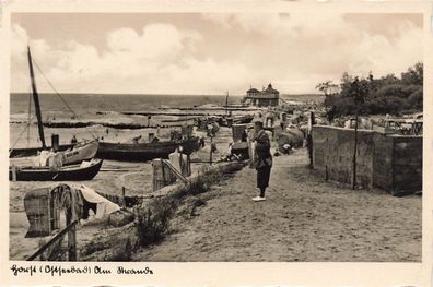 Am Strand Ostseebad Horst Pommern Postkarte AK 1936