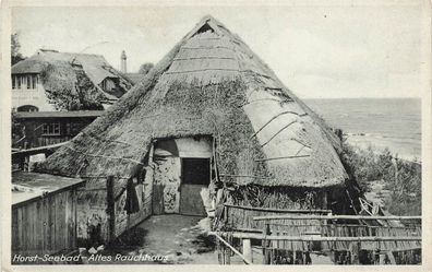 Altes Rauchhaus Ostseebad Horst Niechorze Pommern Postkarte AK