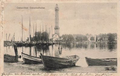 Ansicht Ostseebad Osternothafen mit Leuchtturm Pommern Postkarte AK 1915