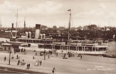 Blick auf Dampfer Odin in Stettin Pommern Postkarte AK 1934