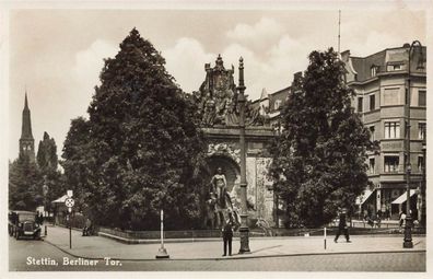 Berliner Tor in Stettin Pommern Postkarte AK