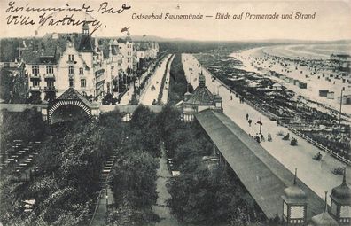 Blick auf Promenade und Strand in Swinemünde Pommern Postkarte AK 1910