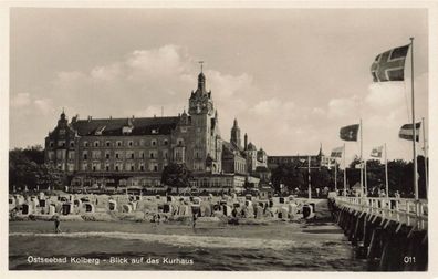 Blick auf das Kurhaus in Ostseebad Kolberg Pommern Postkarte AK