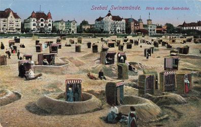 Blick von der Seebrücke Seebad Swinemünde Pommern Postkarte AK 1916