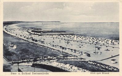 Blick zum Strand See- u. Solbad Swinemünde Pommern Postkarte AK