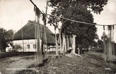 Fischerhaus in Ostseebad Nest Pommern Postkarte AK 1940