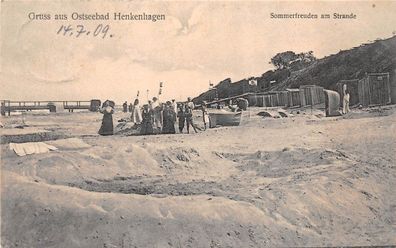 Gruss aus Ostseebad Henkenhagen Sommerfreuden am Strande Postkarte AK 1909