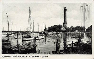 Hafen Ostseebad Swinemünde Pommern Postkarte AK 1937