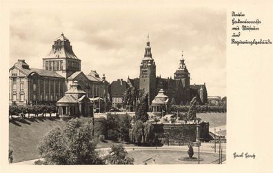 Hakenterrasse mit Regierungsgebäude in Stettin Pommern Postkarte AK 1940