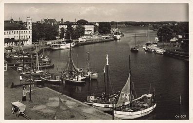 Innenhafen Ostseebad Swinemünde Pommern Postkarte AK 1936