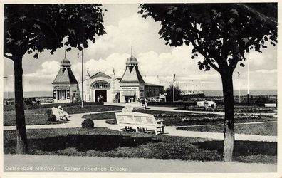 Kaiser-Friedrich-Brücke in Ostseebad Misdroy Pommern Postkarte AK 1934