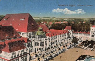 Kurhaus und Terrassen Ostseebad Zoppot Pommern Postkarte AK 1918