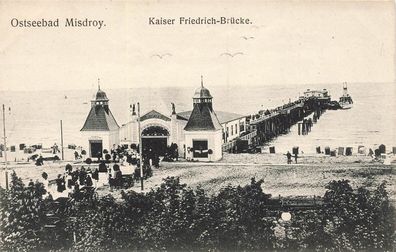 Kaiser Friedrich-Brücke Ostseebad Misdroy Pommern Postkarte AK