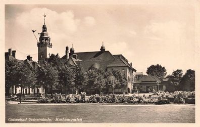 Kurhausgarten in Ostseebad Swinemünde Pommern Postkarte AK 1938