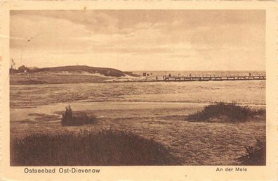 Ostseebad Ost-Dievenow An der Mole Postkarte AK