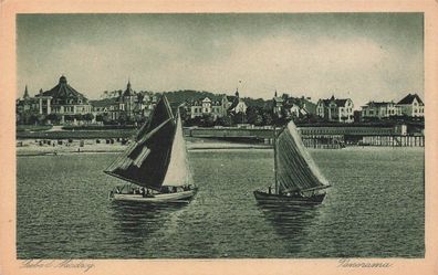 Panorama und Strand Seebad Misdroy Pommern Postkarte AK