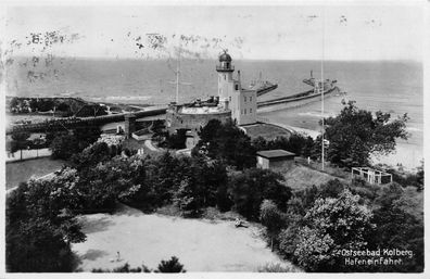 Ostseebad Kolberg (Kolobrzeg) Hafeneinfahrt AK 1930