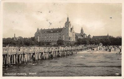 Ostseebad Kolberg Strand Postkarte AK 1934