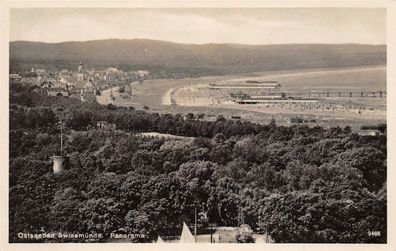 Ostseebad Swinemünde Panorama Postkarte 1933