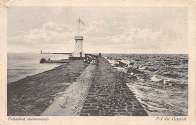 Ostseebad Swinemünde Auf der Ostmole Postkarte AK 1927