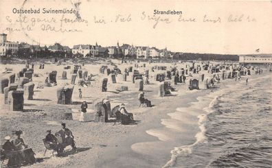 Ostseebad Swinemünde Strandleben Postkarte AK