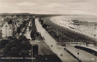 Promenade Ostseebad Swinemünde Pommern Postkarte AK